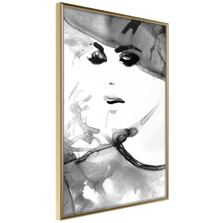 Wall Poster Elegant Infatuation - black and white portrait of a woman in watercolor motif 123412 additionalImage 14