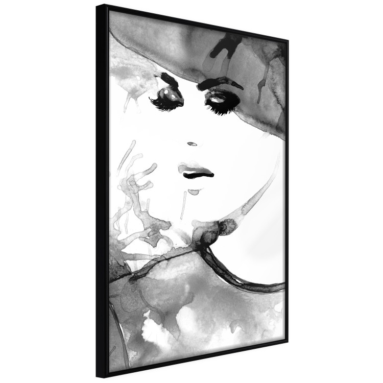 Wall Poster Elegant Infatuation - black and white portrait of a woman in watercolor motif 123412 additionalImage 12