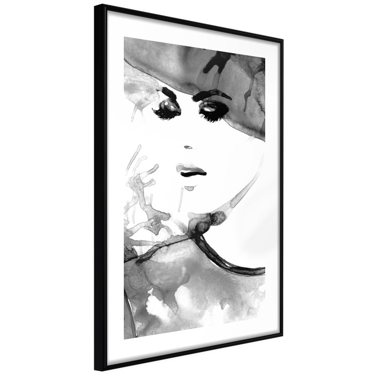 Wall Poster Elegant Infatuation - black and white portrait of a woman in watercolor motif 123412 additionalImage 11