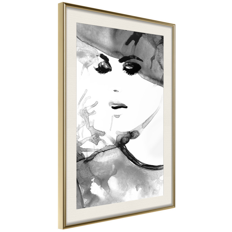 Wall Poster Elegant Infatuation - black and white portrait of a woman in watercolor motif 123412 additionalImage 2