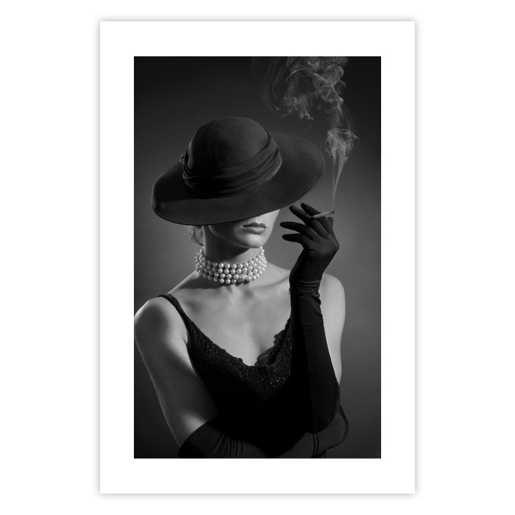 Poster Black Elegance - elegant black and white portrait of woman with cigarette 123612 additionalImage 19