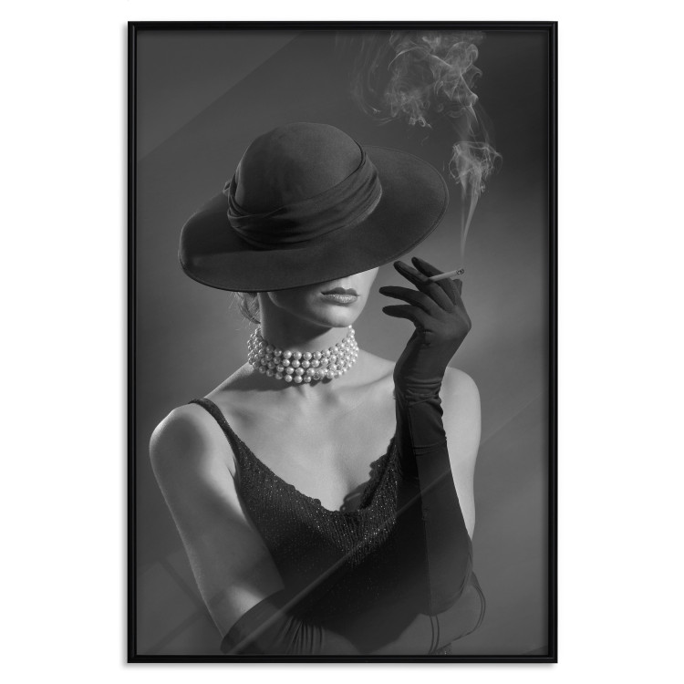 Poster Black Elegance - elegant black and white portrait of woman with cigarette 123612 additionalImage 18