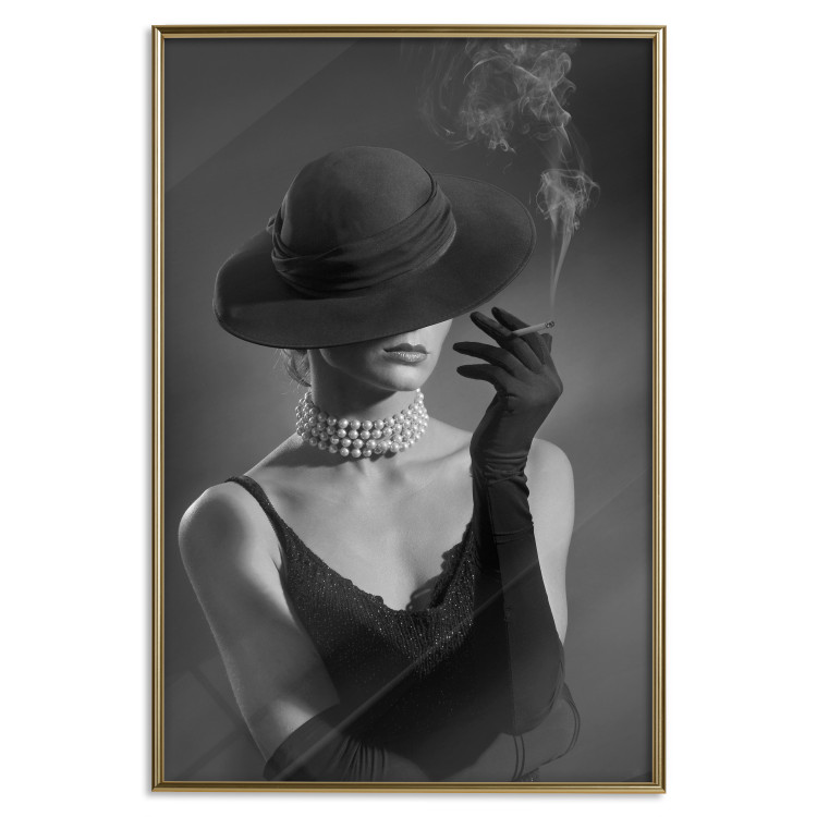 Poster Black Elegance - elegant black and white portrait of woman with cigarette 123612 additionalImage 20