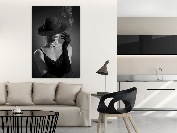 Poster Black Elegance - elegant black and white portrait of woman with cigarette 123612 additionalImage 17