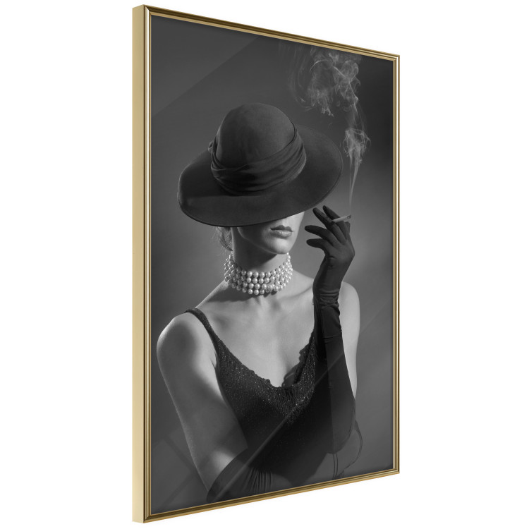Poster Black Elegance - elegant black and white portrait of woman with cigarette 123612 additionalImage 12