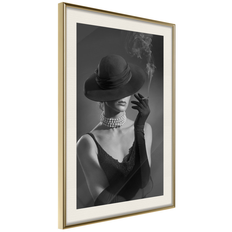Poster Black Elegance - elegant black and white portrait of woman with cigarette 123612 additionalImage 2