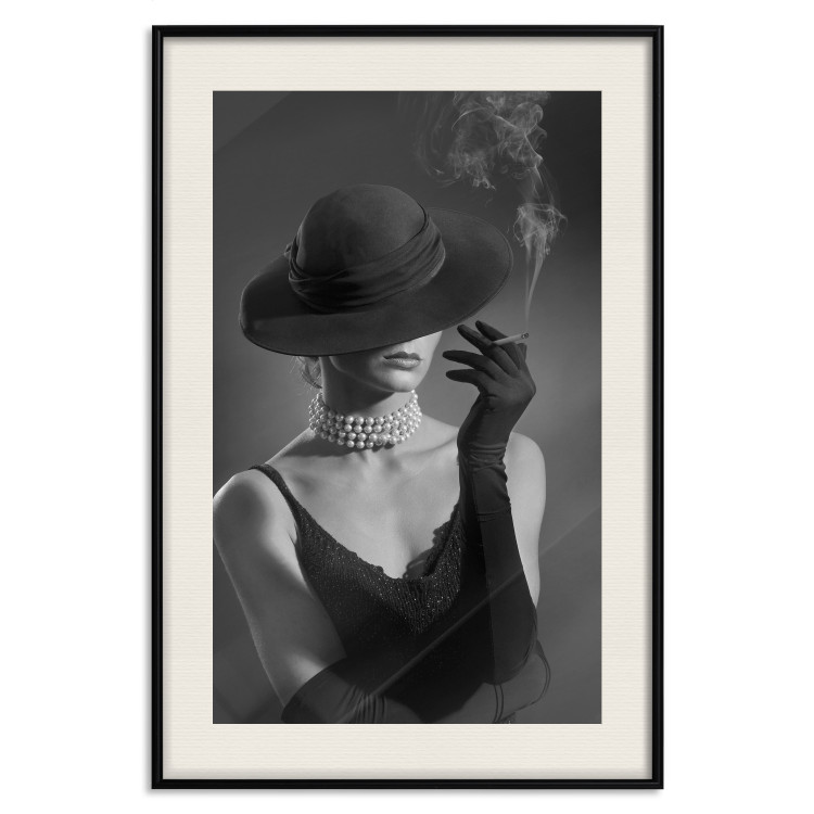 Poster Black Elegance - elegant black and white portrait of woman with cigarette 123612 additionalImage 18