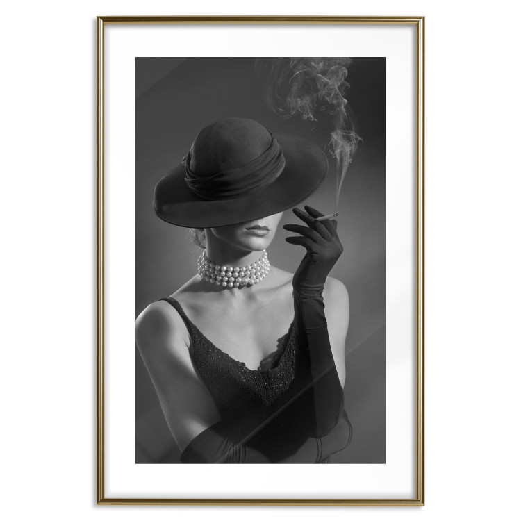 Poster Black Elegance - elegant black and white portrait of woman with cigarette 123612 additionalImage 16