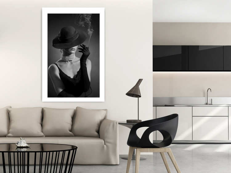 Poster Black Elegance - elegant black and white portrait of woman with cigarette 123612 additionalImage 4