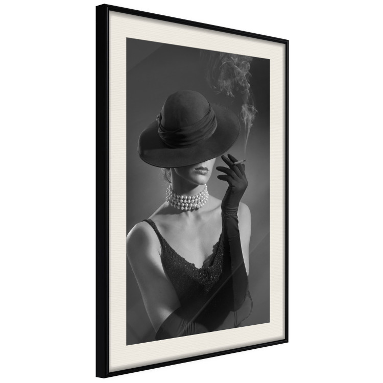 Poster Black Elegance - elegant black and white portrait of woman with cigarette 123612 additionalImage 3