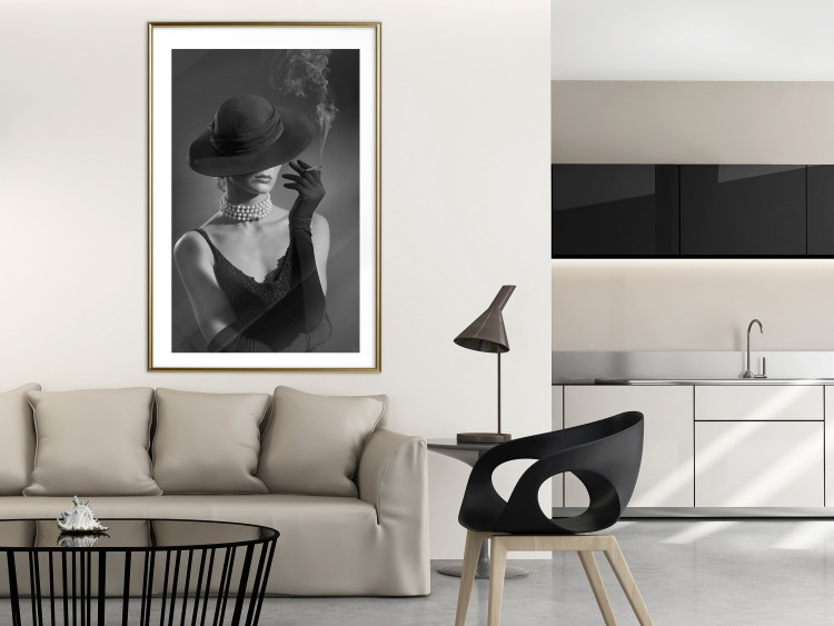 Poster Black Elegance - elegant black and white portrait of woman with cigarette 123612 additionalImage 13