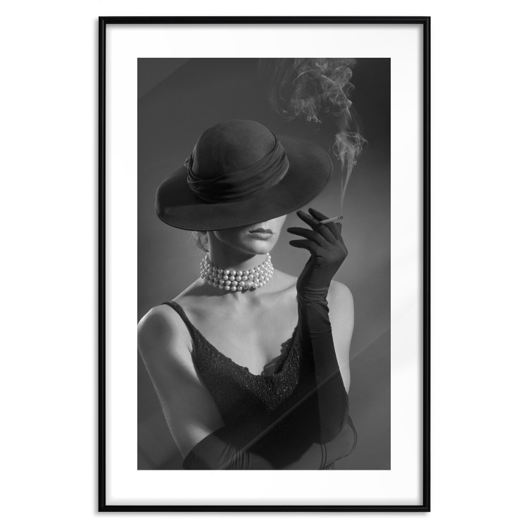Poster Black Elegance - elegant black and white portrait of woman with cigarette 123612 additionalImage 17