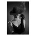 Poster Black Elegance - elegant black and white portrait of woman with cigarette 123612