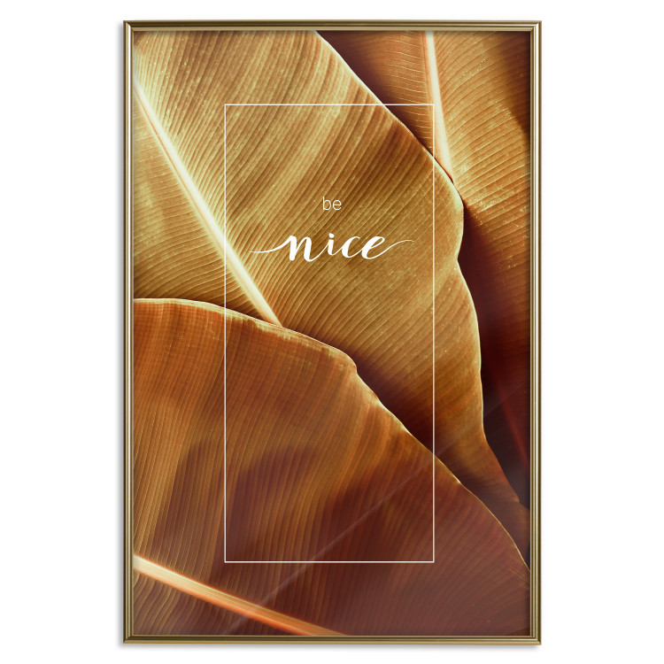 Wall Poster Brown Leaf - stylish English text on background of golden leaves 123812 additionalImage 16