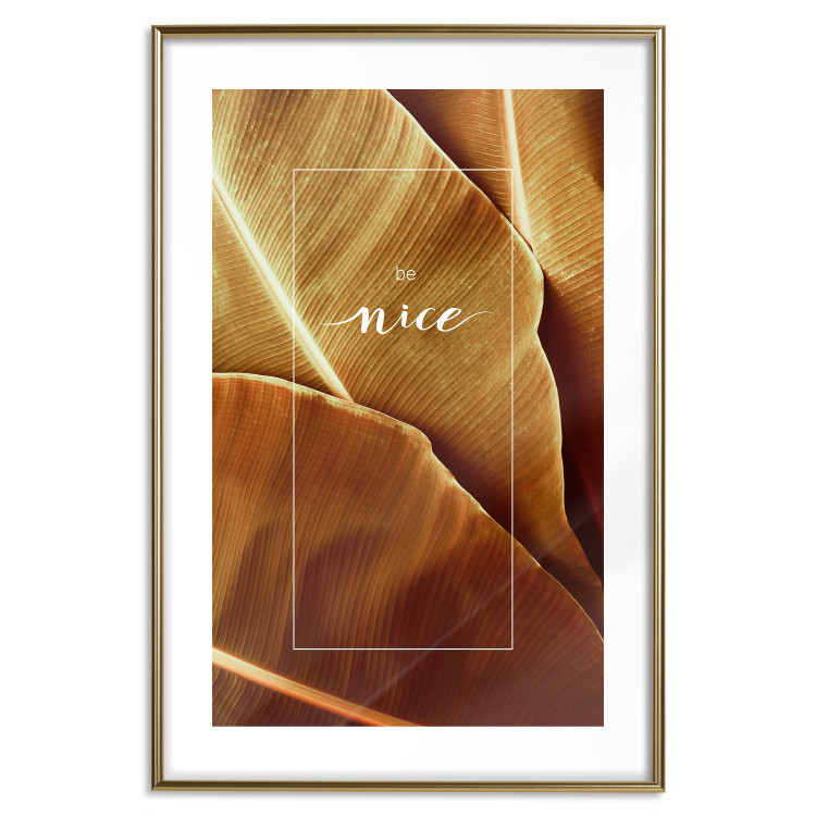 Wall Poster Brown Leaf - stylish English text on background of golden leaves 123812 additionalImage 14
