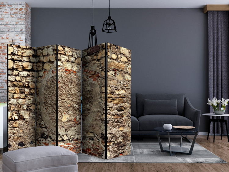 Folding Screen Stone Struggle II (5-piece) - old urban architecture in beige 124112 additionalImage 4