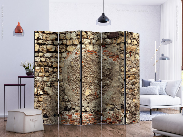 Folding Screen Stone Struggle II (5-piece) - old urban architecture in beige 124112 additionalImage 2