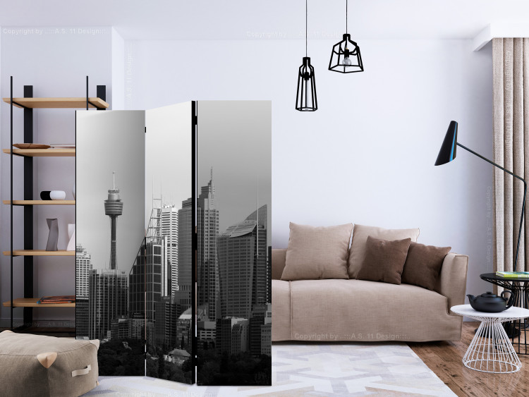 Room Separator Sydney Skyscrapers (3-piece) - view of black and white architecture 124212 additionalImage 4