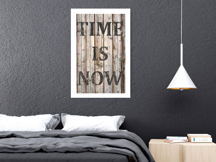 Poster Retro: Time Is Now - English text on a background of retro-style boards 125712 additionalImage 2