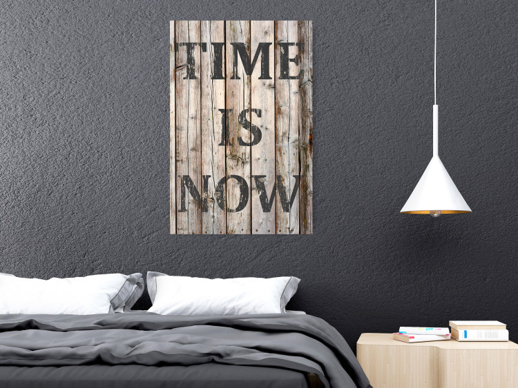 Poster Retro: Time Is Now - English text on a background of retro-style boards 125712 additionalImage 17