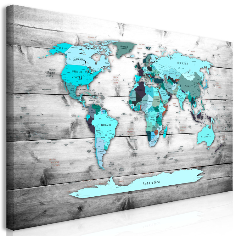 Large canvas print World Map: Blue World II [Large Format] 128512 additionalImage 2