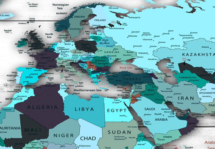 Large canvas print World Map: Blue World II [Large Format] 128512 additionalImage 4