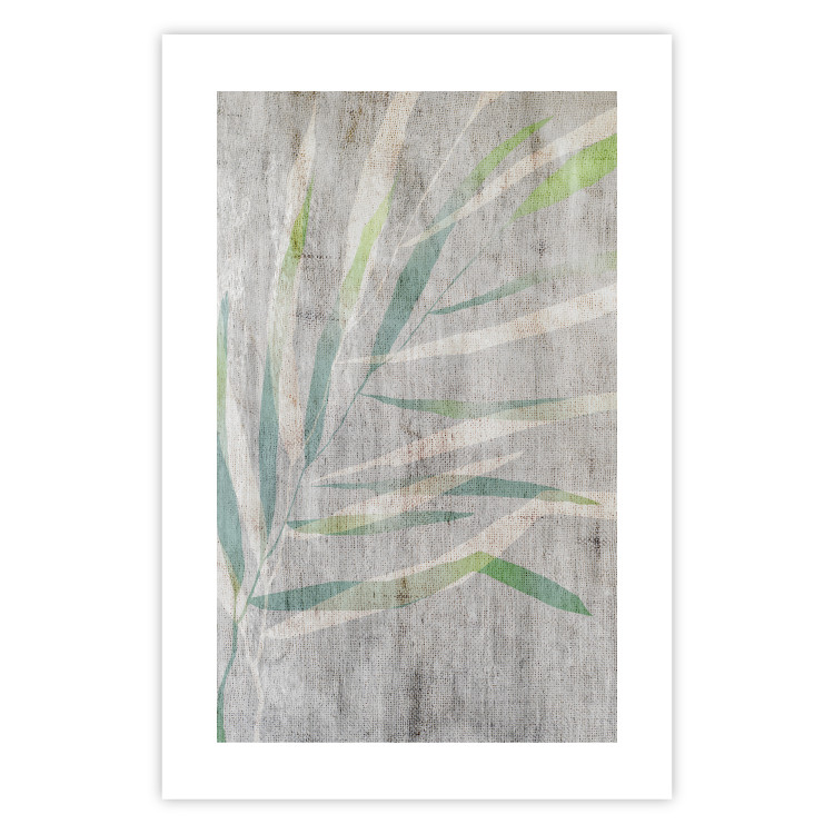 Wall Poster Chamaedorea - composition with plant motif on gray fabric texture 128612 additionalImage 14