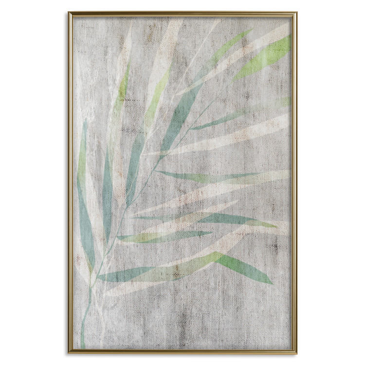 Wall Poster Chamaedorea - composition with plant motif on gray fabric texture 128612 additionalImage 15