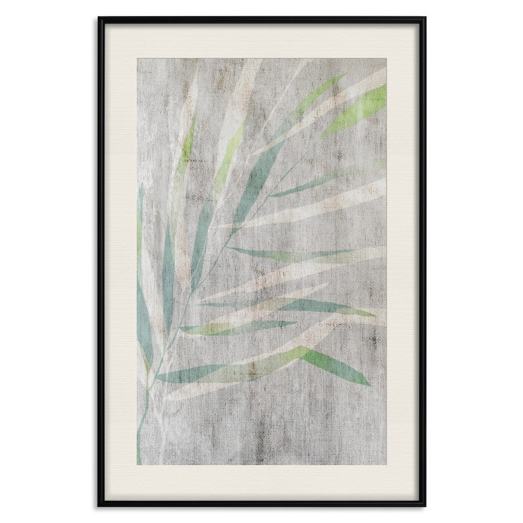 Wall Poster Chamaedorea - composition with plant motif on gray fabric texture 128612 additionalImage 24