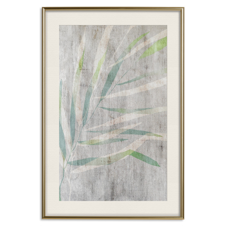 Wall Poster Chamaedorea - composition with plant motif on gray fabric texture 128612 additionalImage 25