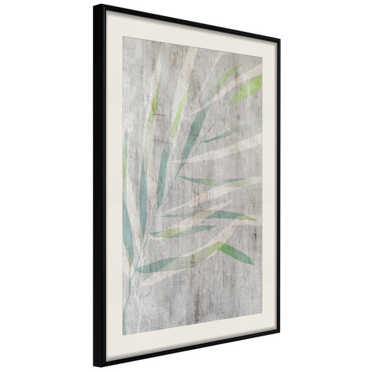 Wall Poster Chamaedorea - composition with plant motif on gray fabric texture 128612 additionalImage 2