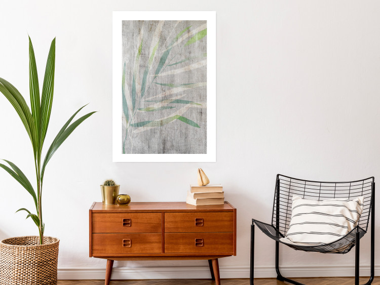 Wall Poster Chamaedorea - composition with plant motif on gray fabric texture 128612 additionalImage 5