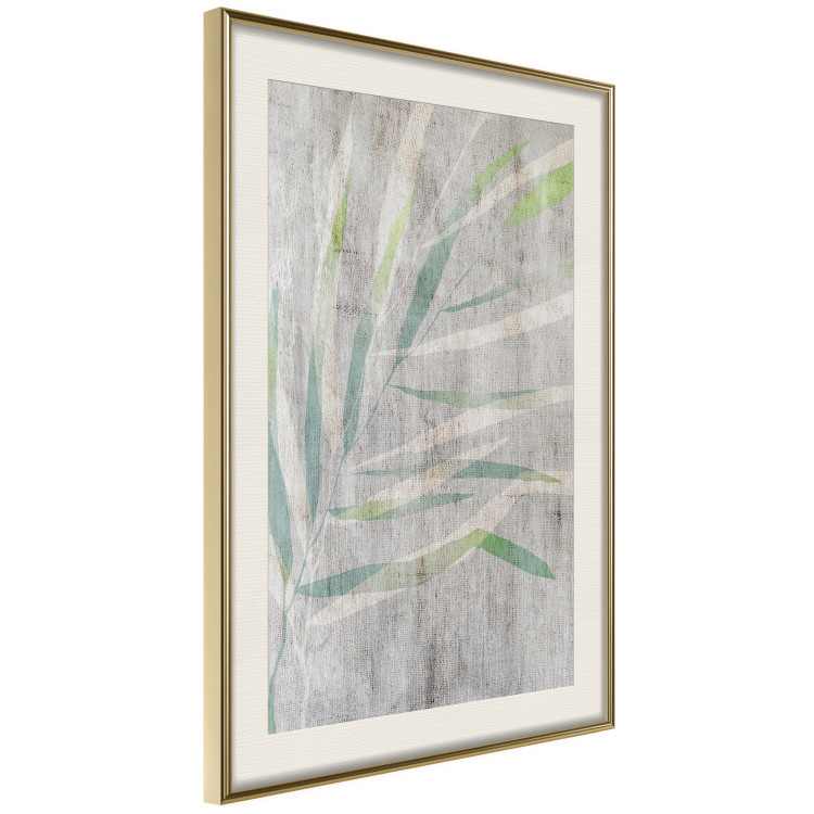 Wall Poster Chamaedorea - composition with plant motif on gray fabric texture 128612 additionalImage 3