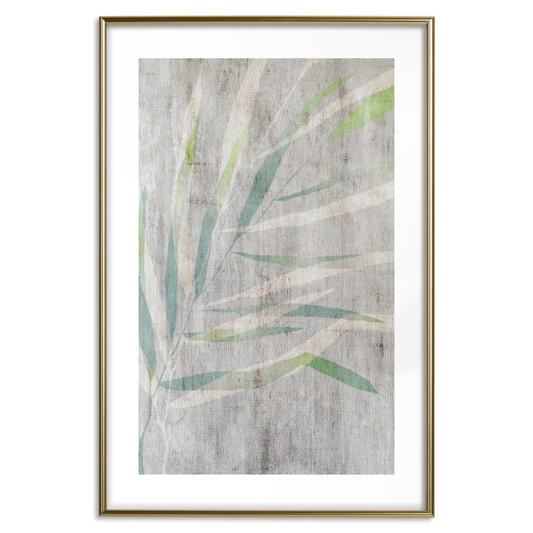 Wall Poster Chamaedorea - composition with plant motif on gray fabric texture 128612 additionalImage 19