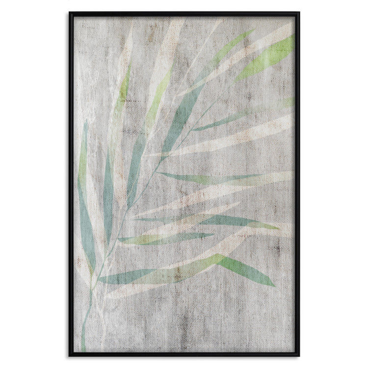 Wall Poster Chamaedorea - composition with plant motif on gray fabric texture 128612 additionalImage 16