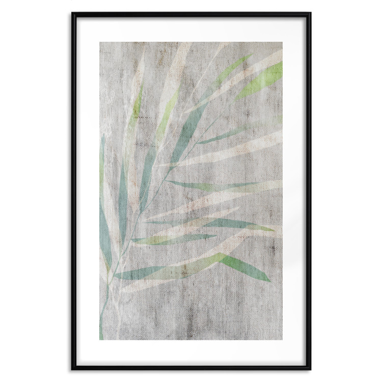Wall Poster Chamaedorea - composition with plant motif on gray fabric texture 128612 additionalImage 20