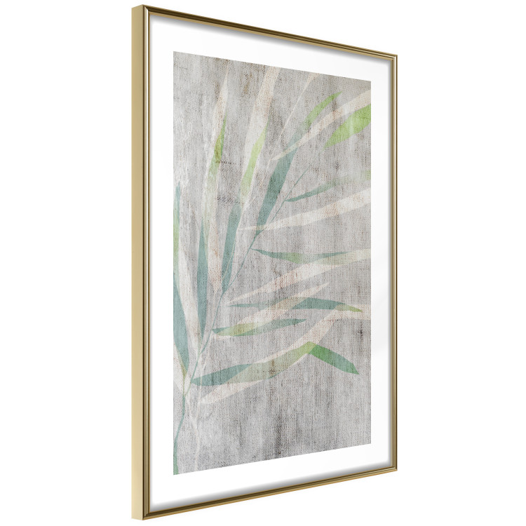 Wall Poster Chamaedorea - composition with plant motif on gray fabric texture 128612 additionalImage 9