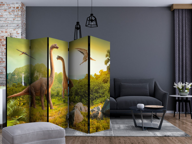 Room Separator Dinosaurs II (5-piece) - prehistoric reptiles against a landscape backdrop 128812 additionalImage 4