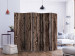 Room Separator Wooden Melody II (5-piece) - background with brown-painted boards 128912 additionalThumb 2