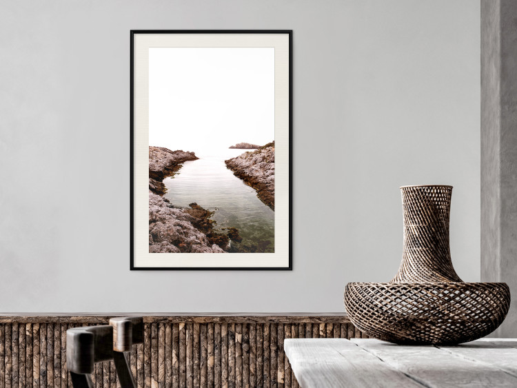 Poster Rocky Harbor - landscape of rocky cliffs by water in mist 129612 additionalImage 24