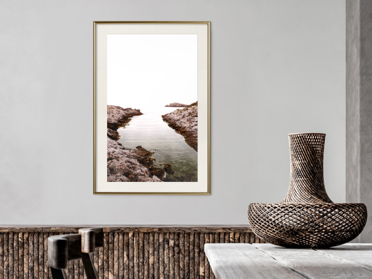 Poster Rocky Harbor - landscape of rocky cliffs by water in mist 129612 additionalImage 22
