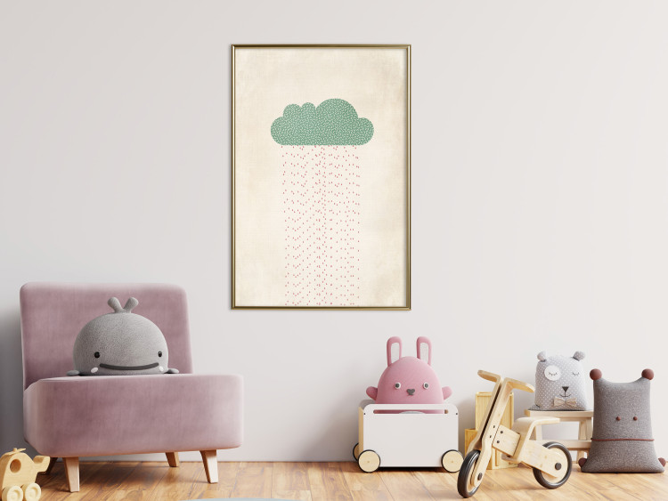 Poster Candy Rain - abstract green cloud with red rain 129912 additionalImage 5