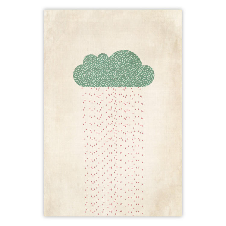 Poster Candy Rain - abstract green cloud with red rain 129912