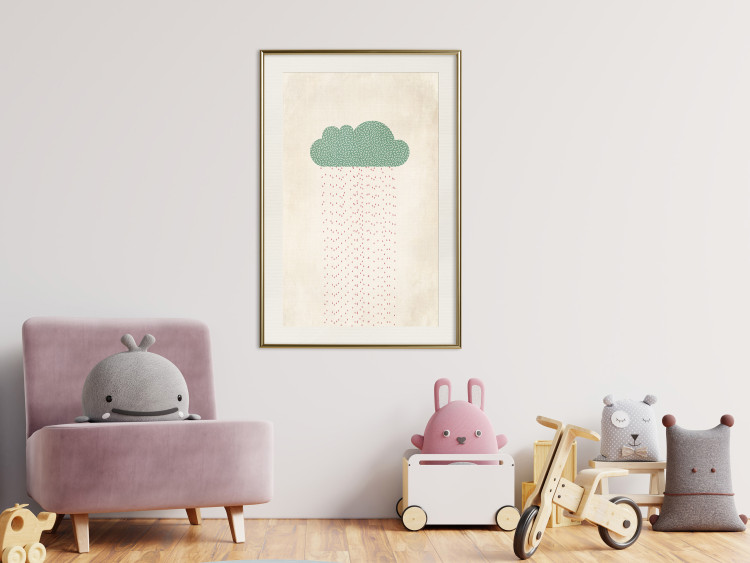 Poster Candy Rain - abstract green cloud with red rain 129912 additionalImage 22