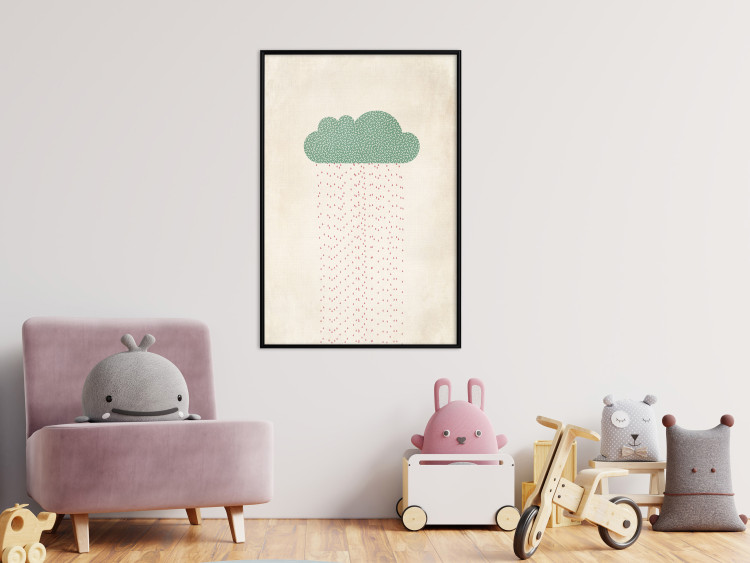 Poster Candy Rain - abstract green cloud with red rain 129912 additionalImage 4
