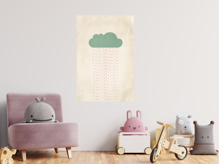 Poster Candy Rain - abstract green cloud with red rain 129912 additionalImage 4