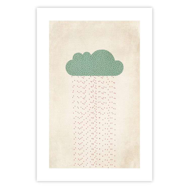 Poster Candy Rain - abstract green cloud with red rain 129912 additionalImage 25
