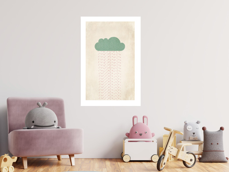 Poster Candy Rain - abstract green cloud with red rain 129912 additionalImage 3