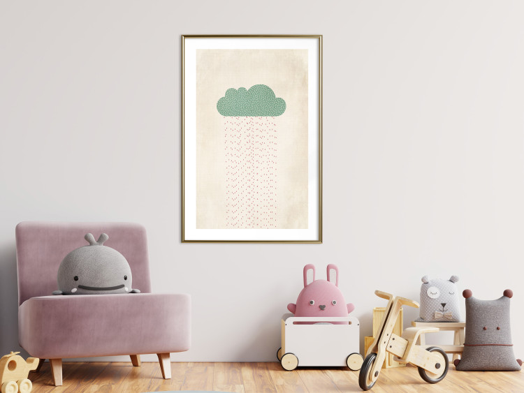 Poster Candy Rain - abstract green cloud with red rain 129912 additionalImage 15