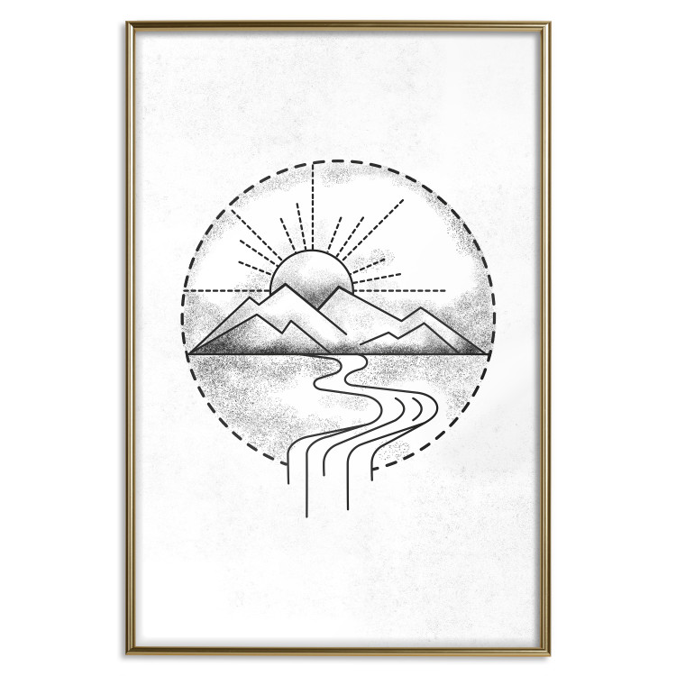 Poster Mountain Sketch - black and white mountain landscape on a solid white background 131912 additionalImage 17